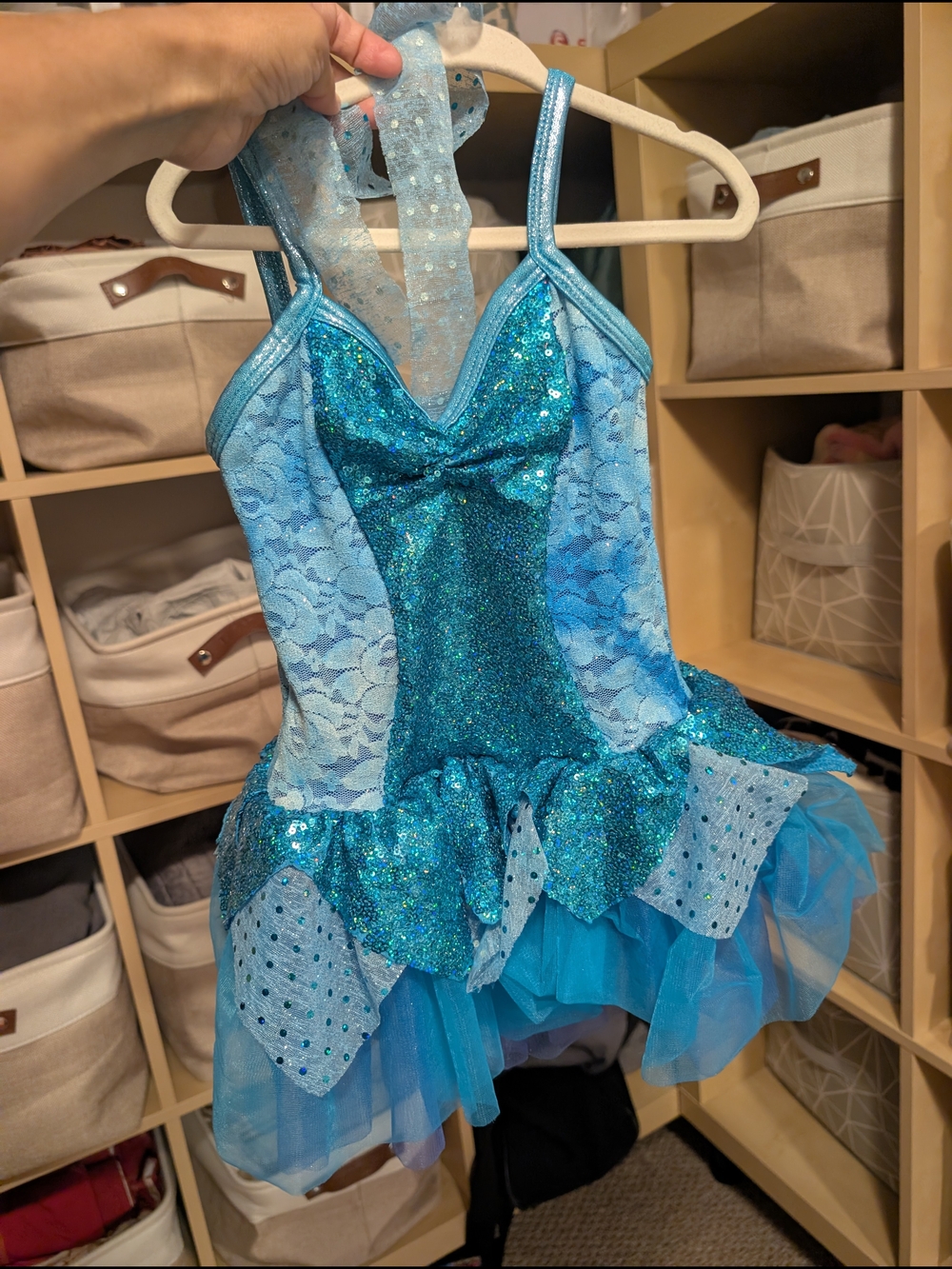 Sparkling Blue Sequin Girls' Tutu Costume Dress